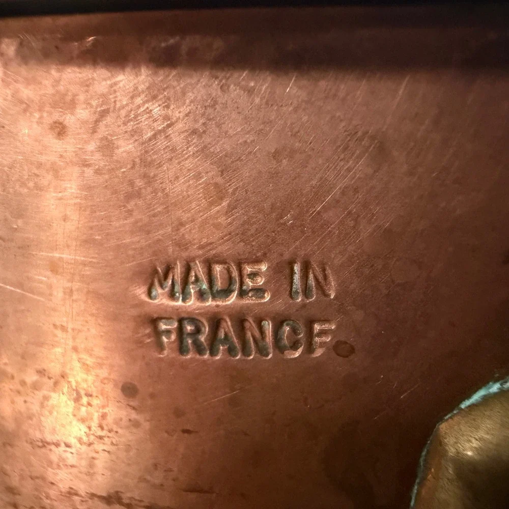 Williams Sonoma France Copper Saucepan Lid Tin Lined Brass Handle Made in France